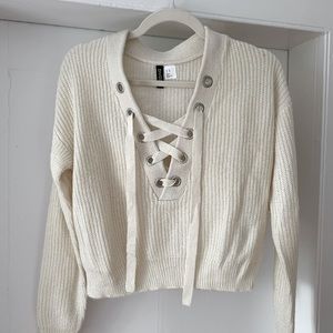 H & M cropped, off-white sweater